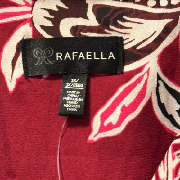 Rafaella Womens Floral Button-Up Blouse Sz 3X Polyester Jacket blouse. NWT - Picture 3 of 12